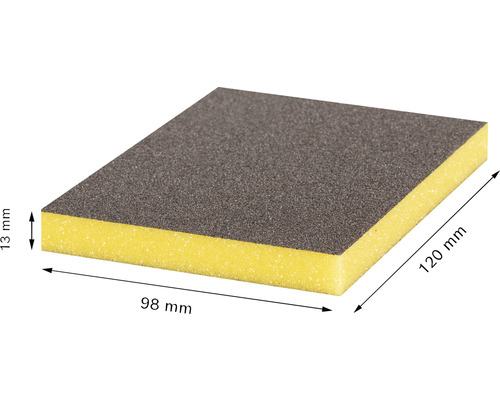 Brusná houba o rozměrech 120 mm x 98 mm x 13 mm