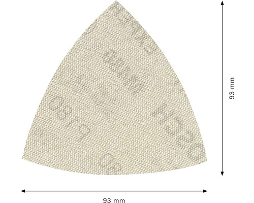 Trojúhelníkový brusný papír o velikosti 93 mm.