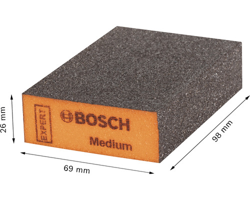 Brusný blok Bosch Expert, střední zrnitost, rozměry 98 x 69 x 26 milimetrů