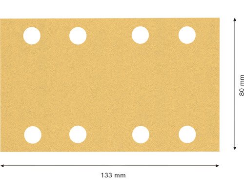 Brusný papír s osmi otvory, 133 krát 80 milimetrů