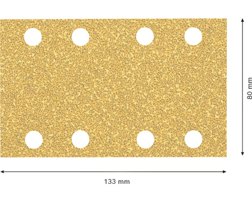 Brusný papír s osmi otvory, rozměr 133 mm x 80 mm