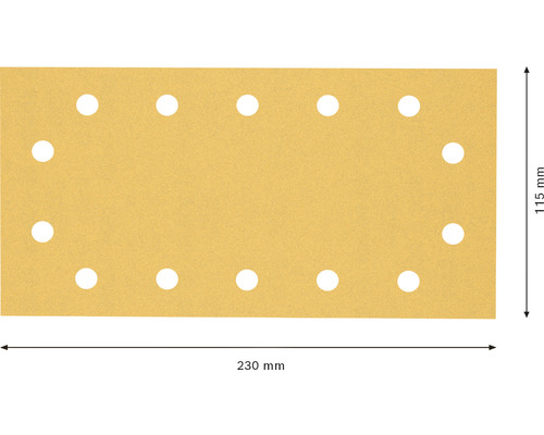 Brusný papír s otvory, rozměry 230 mm x 115 mm