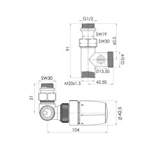Sada termostatických ventilů Schulte smíšený provoz verze levá 1/2" chrom 7060002-5