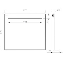 Technický výkres zrcadla o rozměrech 1000 x 802 mm