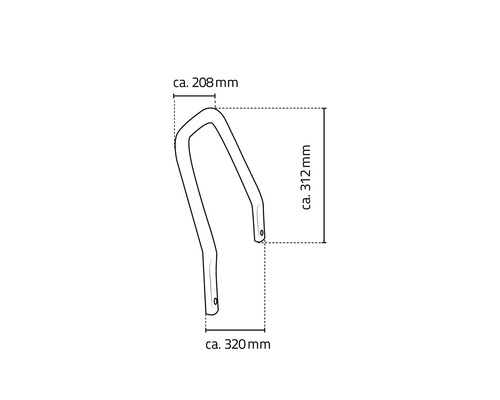 Technický nákres zábradlí se specifikacemi rozměrů