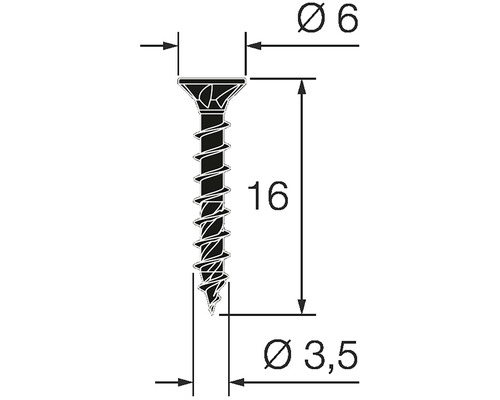Technický výkres zápustného šroubu s rozměry