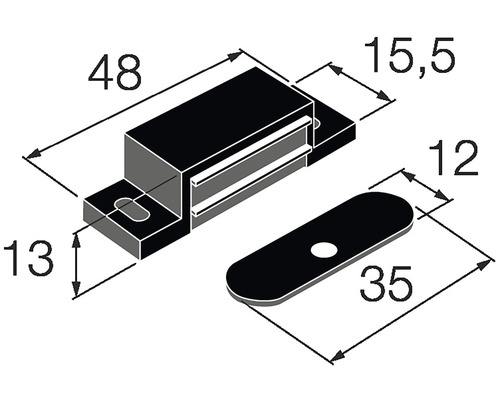 Nákres magnetického zámku s rozměry