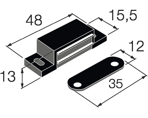 Technický výkres magnetického zámku s rozměry