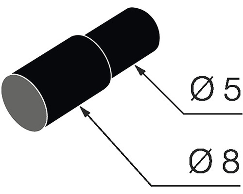 Technický výkres kolíku o průměru 5 milimetrů a 8 milimetrů