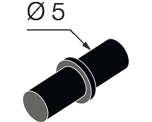 Technický nákres šroubu o průměru 5 milimetrů