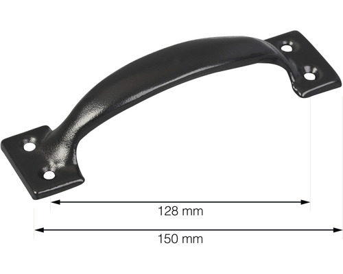 Černá kovová klika dveří, délka 150 mm