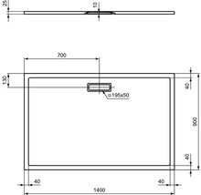 Sprchová vanička ideal standard Ultra Flat New 1400 x 900 x 25 mm alpská bílá Hladké T448401