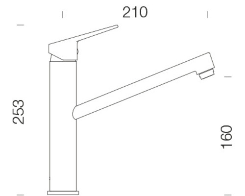 Technický výkres kuchyňské baterie s rozměry