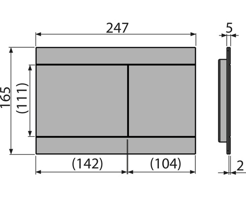 Technický výkres krytu o rozměrech 247 x 165 x 5 mm