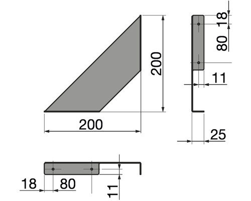 Technický nákres konzolového nosiče s rozměry