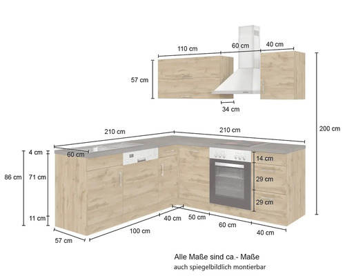 Kuchyňská linka s rozměry