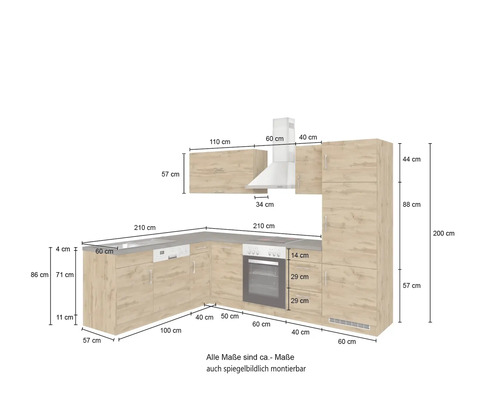 Kuchyňská linka s rozměry