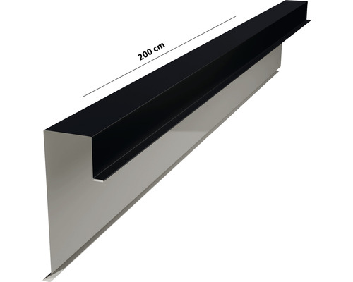 Střešní okrajový profil z kovu o délce 200 centimetrů.