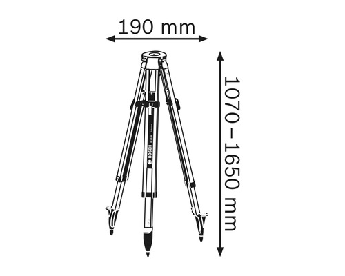 Stativ s rozměry 190 mm a 1070 až 1650 mm