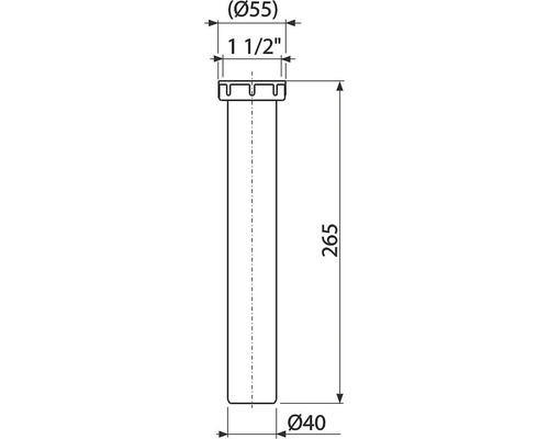 Technický výkres sifonu s rozměry