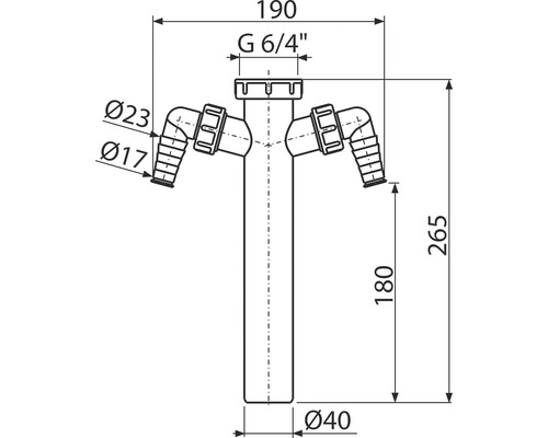 Technický nákres sifonu s rozměry