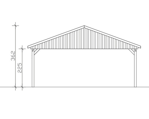 Technický nákres přístřešku pro auto s rozměry