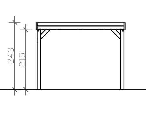 Výkres zahradního altánu o rozměrech 243 a 215 centimetrů