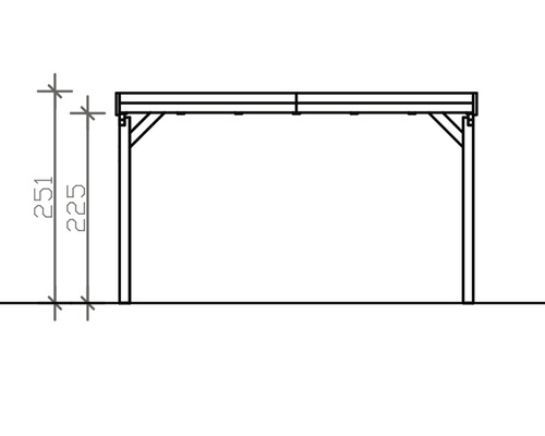 Technický nákres dřevěné pergoly s rozměry