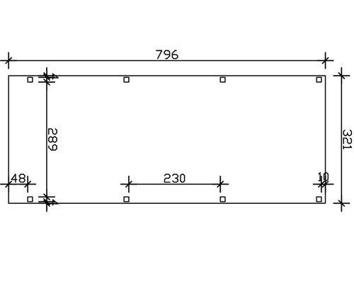 Technický výkres s rozměry: délka 796, výška 321, další rozměry 289, 230, 48 a 10.