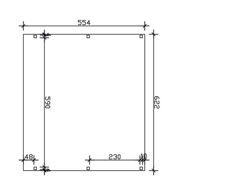 Technický výkres s rozměry v milimetrech