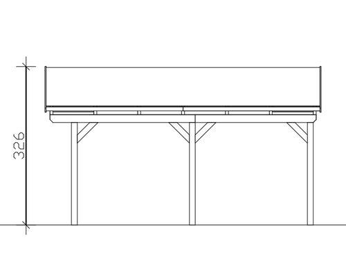 Technický nákres zahradního altánu s rozměrem 326