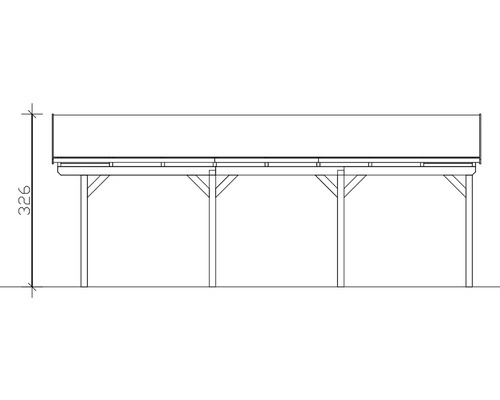Technický nákres dřevěného přístřešku s rozměrem 326
