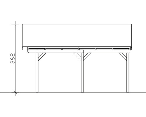Nákres pavilonu o výšce 362 centimetrů
