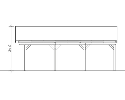 Technický nákres přístřešku pro auto s výškou 362