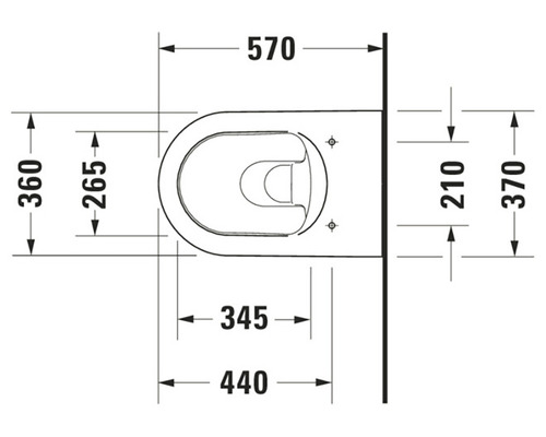 Technický nákres závěsného WC s rozměry