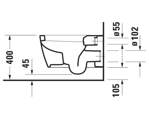 Technický nákres toalety s rozměry