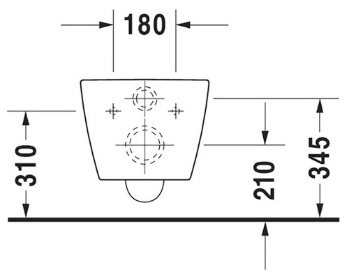 Technický nákres závěsného WC s rozměry