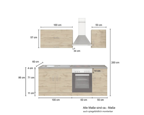 Kuchyňská linka s rozměry
