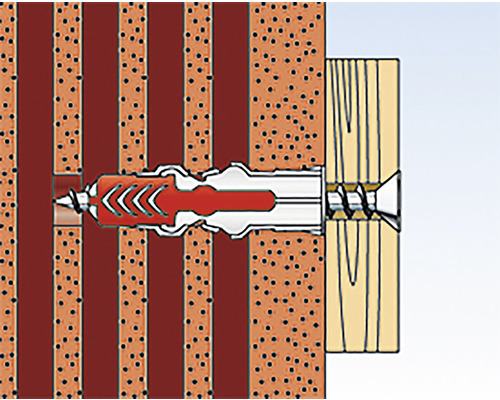 Ilustrace hmoždinky v montáži ve zdi