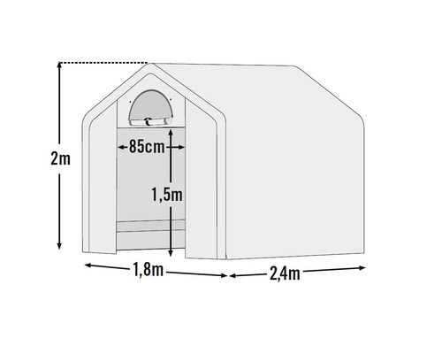 Obrázek domku na nářadí s rozměry.