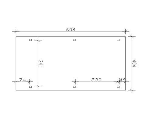 Technický nákres s rozměry: 604, 404, 341, 230 a 74
