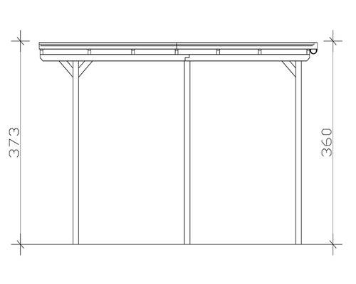 Technický výkres přístřešku pro auto s rozměry
