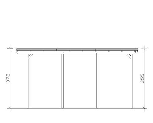 Nákres carportu s rozměry