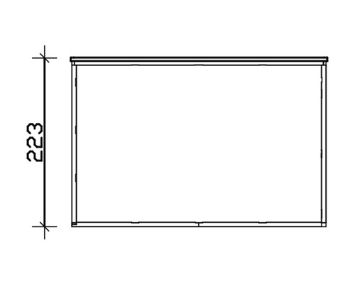 Technický nákres nábytku s výškovou specifikací 223
