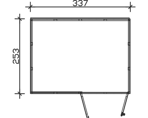 Technický nákres rámu s rozměry 337 a 253