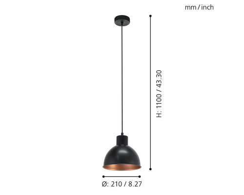 Závěsná lampa s rozměry