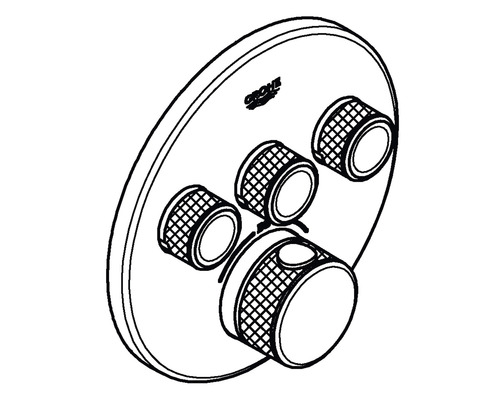 Termostatická baterie Grohe s kulatou rozetou a několika ovládacími knoflíky