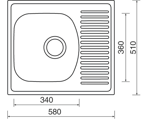 Nákres dřezu s rozměry