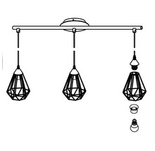 Tříramenné stropní svítidlo s geometrickými stínidly