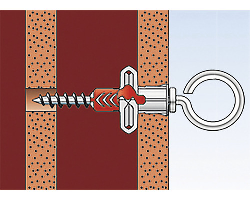 Ilustrace hmoždinky se šroubem a hákem ve zdi